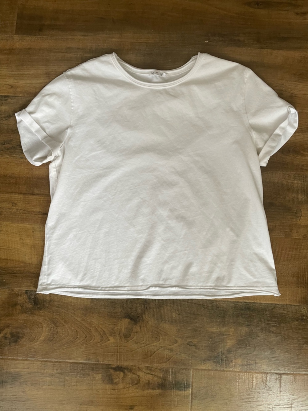 AEMI + CO White Basic Tee Womens Large Short Sleeve Casual Top
